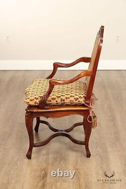 French Louis XV Style Carved Mahogany Frame Armchair Fauteuil