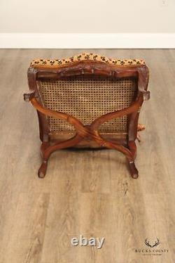 French Louis XV Style Carved Mahogany Frame Armchair Fauteuil