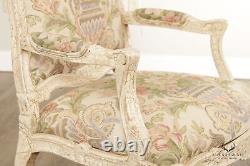 French Louis XV Style Crackle Painted Fauteuil Armchair