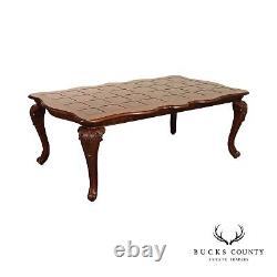 French Louis XV Style Expandable Parquetry Top Dining Table