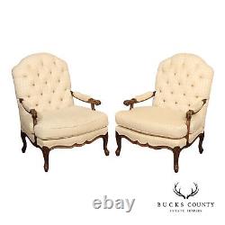 French Louis XV Style Pair of Fauteuil Armchairs