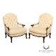 French Louis XV Style Pair of Fauteuil Armchairs