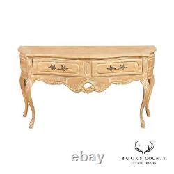 French Louis XV Style White Washed Two-Drawer Console Table
