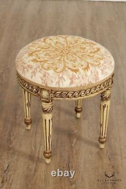 French Louis XVI Style Carved and Paint Decorated Stool