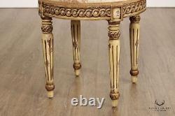 French Louis XVI Style Carved and Paint Decorated Stool