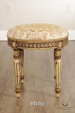 French Louis XVI Style Carved and Paint Decorated Stool