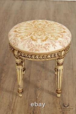 French Louis XVI Style Carved and Paint Decorated Stool