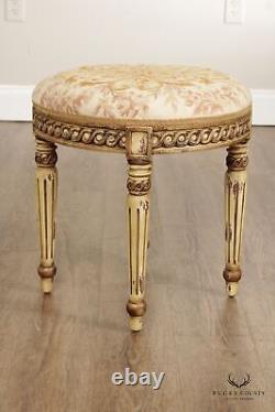 French Louis XVI Style Carved and Paint Decorated Stool