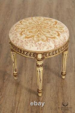 French Louis XVI Style Carved and Paint Decorated Stool