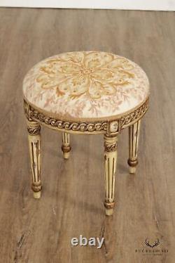 French Louis XVI Style Carved and Paint Decorated Stool