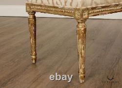 French Louis XVI Style Pair of Carved Giltwood Window Benches