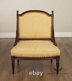 French Louis XVI Style Quality Pair of Walnut Slipper Chairs