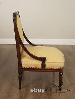 French Louis XVI Style Quality Pair of Walnut Slipper Chairs