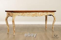 French Provincial Farmhouse Style Distressed Finish Console Table