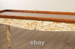 French Provincial Farmhouse Style Distressed Finish Console Table