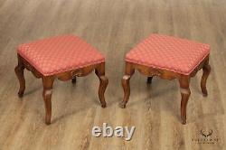 French Rococo Style Pair of Carved Stools