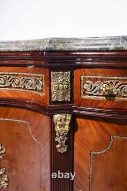 French Style Green Marble Top Sideboard / Enfilade