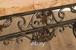 French Style Wrought Iron Marble Top Console