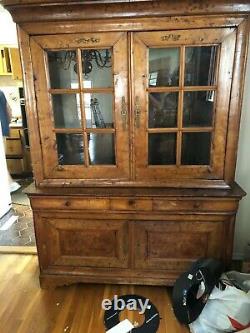 French Walnut China Breakfront Cabinet Late 19th Century Beveled Glass Doors