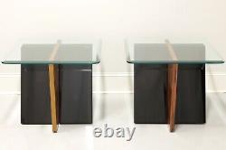 GORDON'S Late 20th Century Contemporary Glass Top End Side Tables Pair