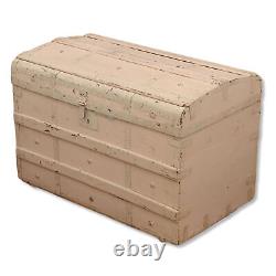 George Molloy Steamer Trunk Beige Painted Dome Top Antique late 19th C