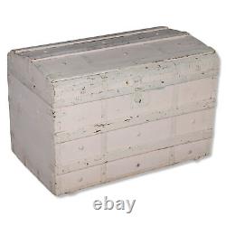 George Molloy Steamer Trunk Beige Painted Dome Top Antique late 19th C