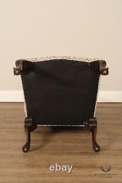 Georgian Style Carved Mahogany Ball and Claw Armchair