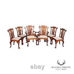 Georgian Style Set of Eight Carved Mahogany Dining Chairs