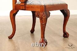 Georgian Style Set of Eight Carved Mahogany Dining Chairs