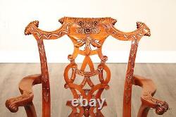 Georgian Style Set of Eight Carved Mahogany Dining Chairs