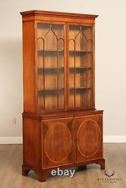 Georgian Style Vintage Mahogany Glass Door Bookcase or China Cabinet