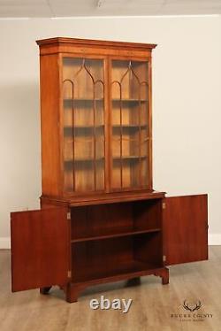 Georgian Style Vintage Mahogany Glass Door Bookcase or China Cabinet