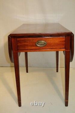 Gorgeous English Sheraton Inlaid Solid Mahogany Pembroke Table, Late 18th C