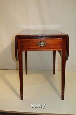 Gorgeous English Sheraton Inlaid Solid Mahogany Pembroke Table, Late 18th C