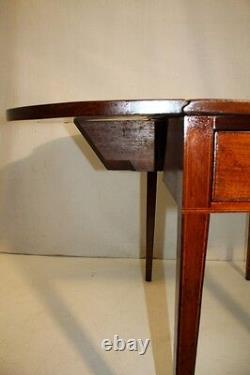 Gorgeous English Sheraton Inlaid Solid Mahogany Pembroke Table, Late 18th C