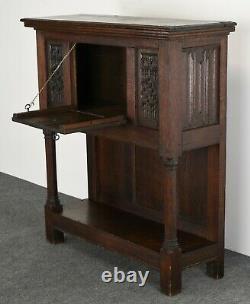 Gothic Revival Carved Oak Cabinet Cupboard Dry Bar, Late 19th to 20th Century