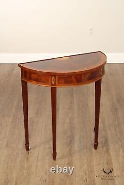 Hekman Furniture Federal Style Pair of Inlaid Mahogany Console Tables