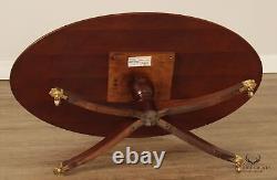 Henkel Harris Federal Style Banded Mahogany Oval Coffee Table