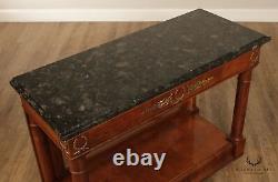 Henredon French Empire Style Burl Wood Marble Top Console