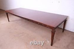 Henredon Italian Provincial Carved Mahogany Parquetry Top Extension Dining Table