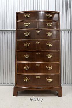 Henredon Mahogany Bow Front 9 Drawers Chest