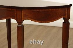 Hepplewhite Style Inlay Mahogany Demi-Lune Console Table