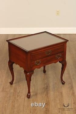Hickory Chair Queen Anne Style Pair of One Drawer Mahogany Side Tables
