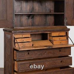 Highly Carved Pine Secretary from Denmark, circa 1890