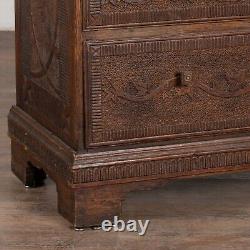 Highly Carved Pine Secretary from Denmark, circa 1890