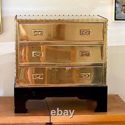 Hollywood Regency Brass Clad Sarreid Style Petite Chest