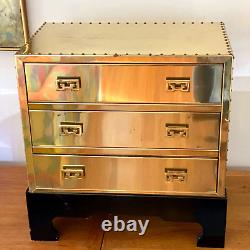 Hollywood Regency Brass Clad Sarreid Style Petite Chest