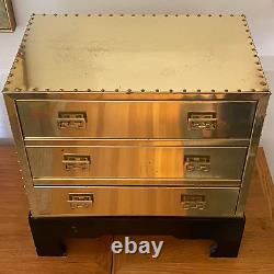 Hollywood Regency Brass Clad Sarreid Style Petite Chest