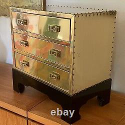 Hollywood Regency Brass Clad Sarreid Style Petite Chest