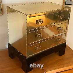 Hollywood Regency Brass Clad Sarreid Style Petite Chest